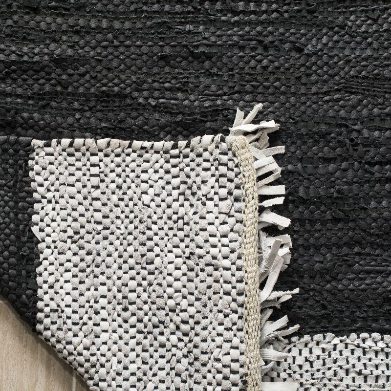 Vintage Leather VTL310 Hand Woven Indoor Accent Rug - Light Grey/Black - 3'x5' - Safavieh