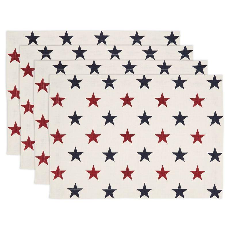 Saro Lifestyle Americana Stars Placemat (Set of 4), Red, 14"x20"