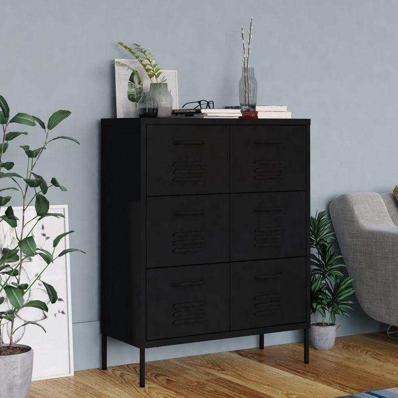 VidaXL Drawer Cabinet Black 31.5"x13.8"x40" Steel
