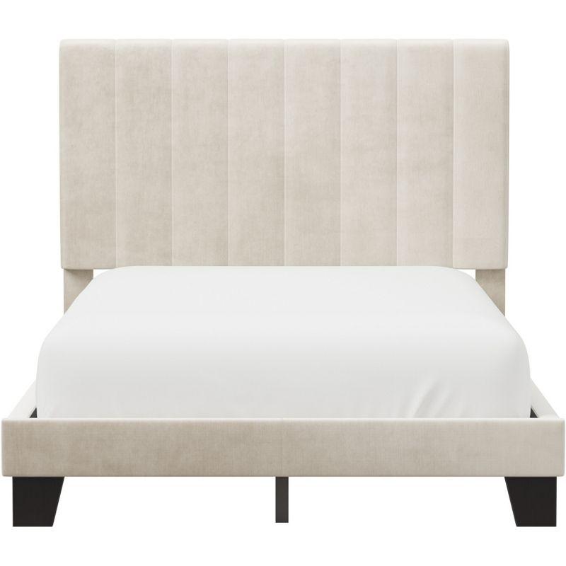 Full Crestone Upholstered Adjustable Height Platform Bed Cream - Hillsdale Furniture: Luxury Velvet-Look, No Box Spring Needed