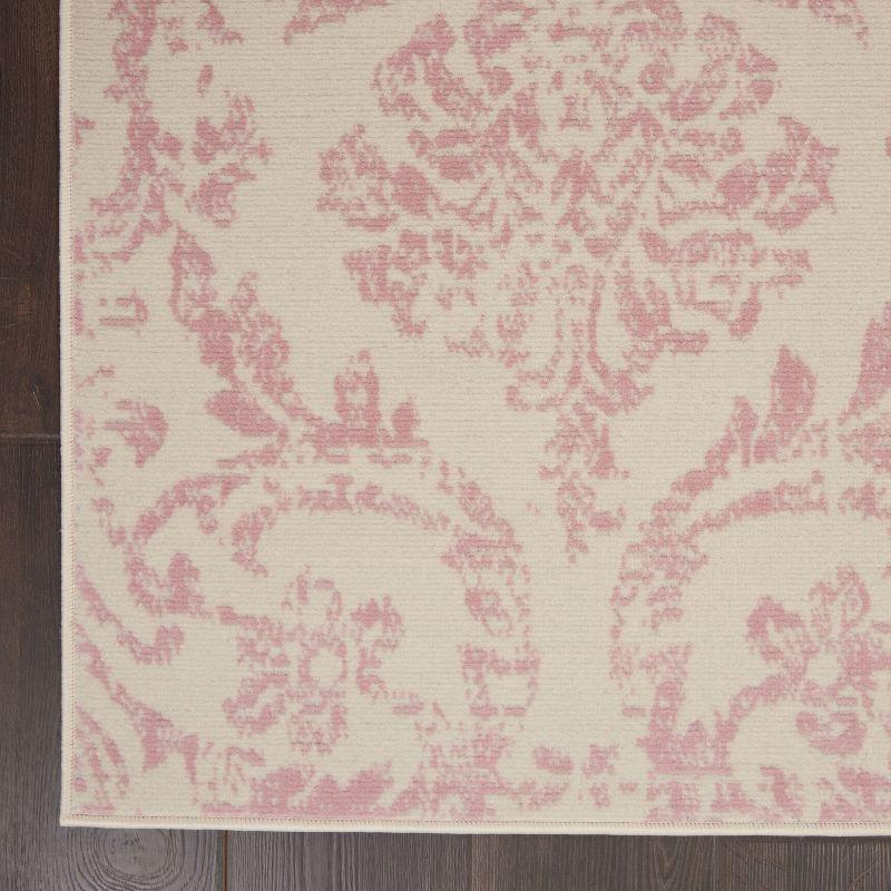 Nourison Jubilant 5'3" x 7'3" (5' x 7') Ivory/Pink Area Rug Farmhouse Vintage Damask by Nourison