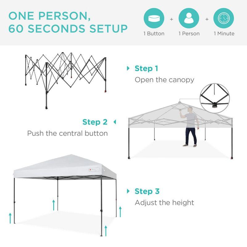 Best Choice Products Best Choice Products Easy Setup Pop Up Canopy W/ 1-Button Setup, Wheeled Case, 4 Weight Bags