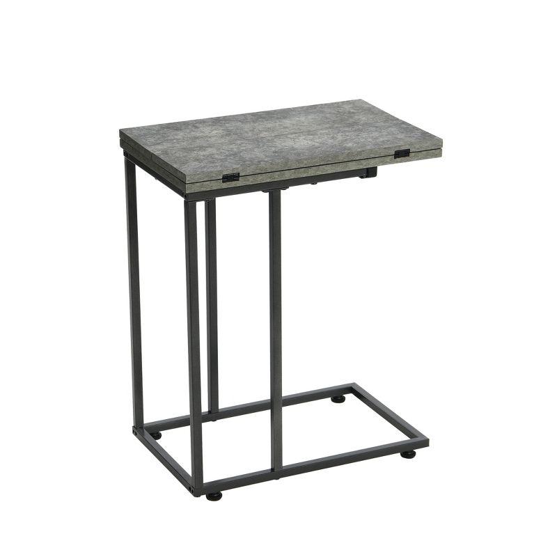 Jamestown Gray and Black Metal Extendable C-Shaped Side Table