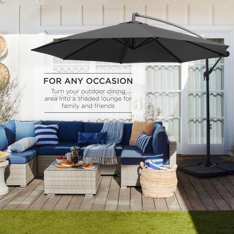 Best Choice Products 10ft Offset Hanging Outdoor Market Patio Umbrella w/ Easy Tilt Adjustment - Gray