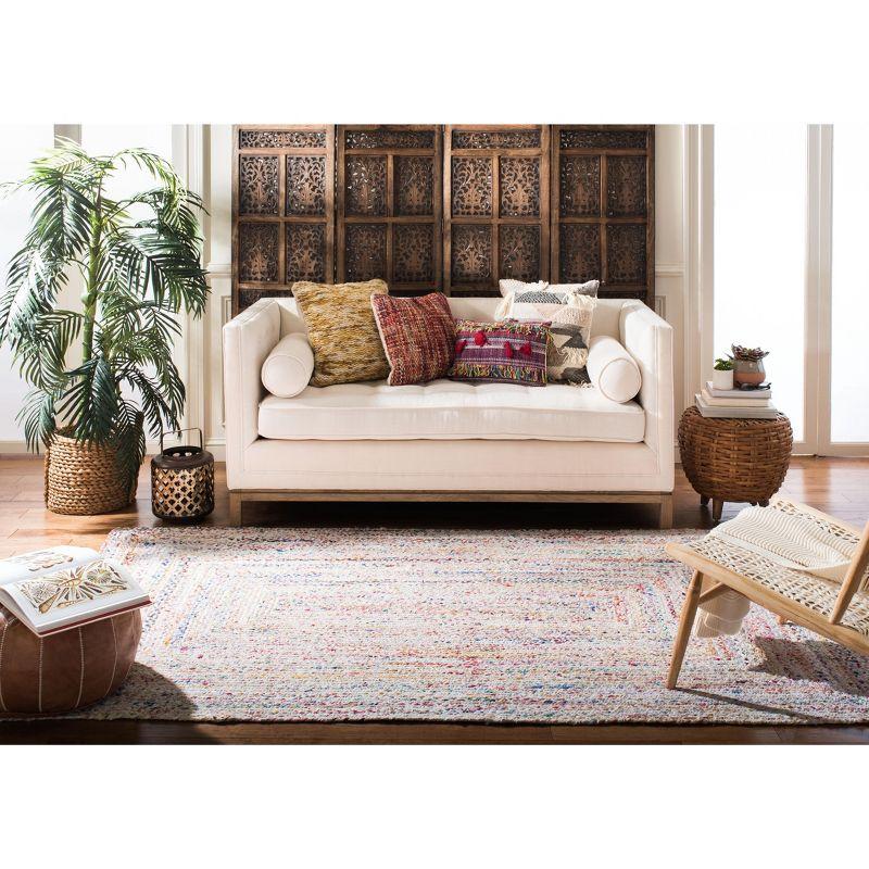 Braided BRD210 Hand Woven Area Rug - Ivory/Multi - 3'x3' - Safavieh.