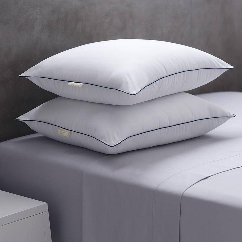 Standard White Hypoallergenic Microfiber Bed Pillow 2-Pack