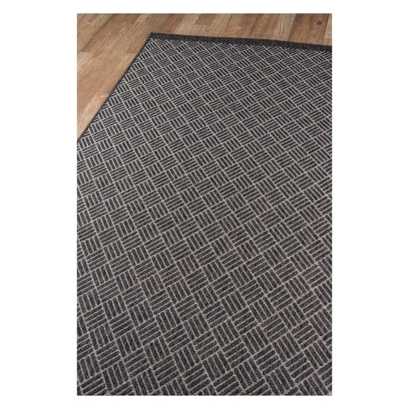 3'11"x5'7" Geometric Loomed Accent Rug Charcoal - Momeni: Contemporary Indoor/Outdoor Low Pile Area Rug