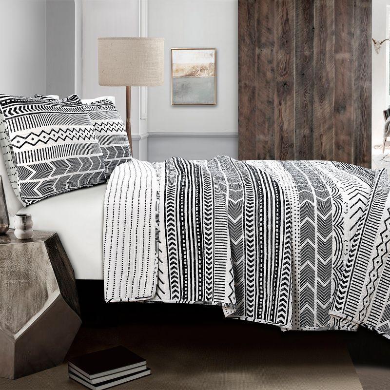 Lush Décor 3pc Hygge Geo Reversible Cotton Quilt & Sham Set