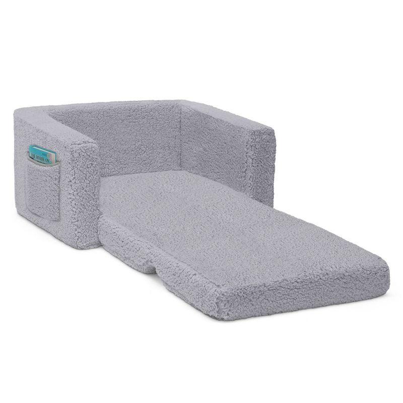 Delta Children Kids' Cozee Flip-Out Faux Shearling 2-in-1 Convertible Chair - Gray