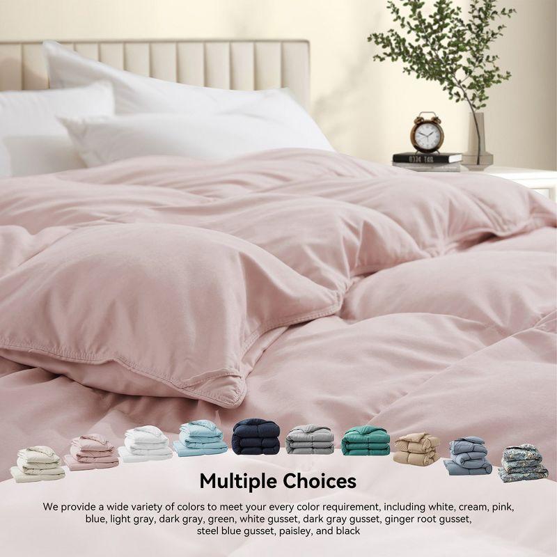 Peace Nest Medium Weight White Goose Down Duvet Comforter Insert, Full/Queen, Pink