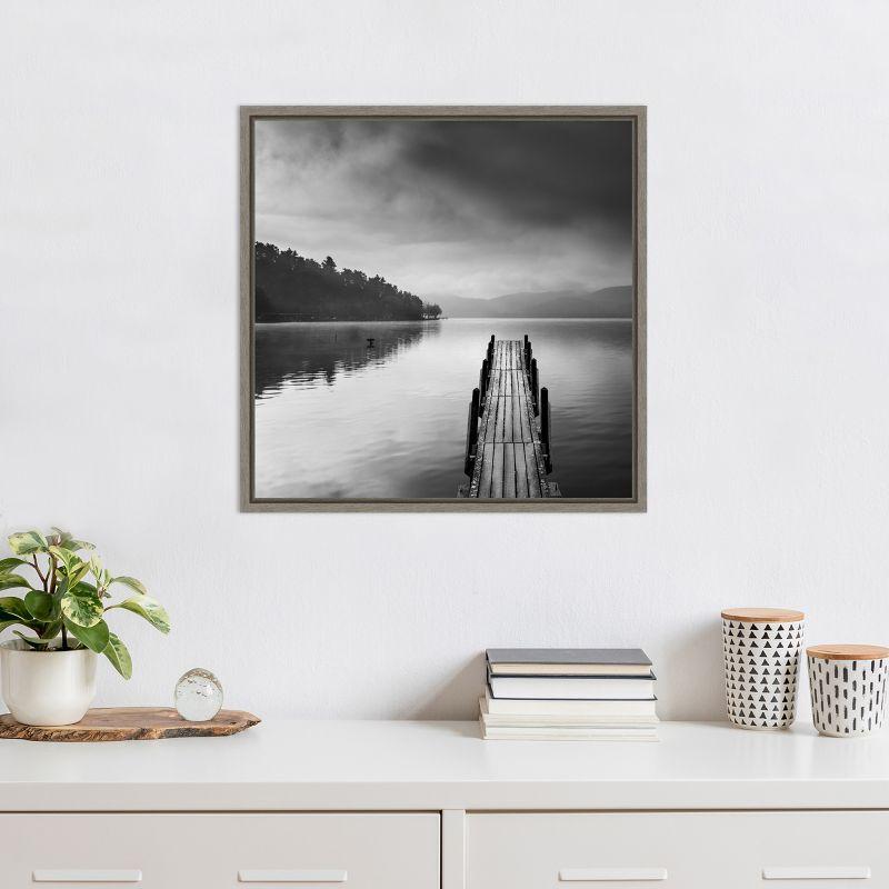 Amanti Art Lake view with Pier II by George Digalakis Canvas Wall Art Print Framed 22-in. x 22-in.