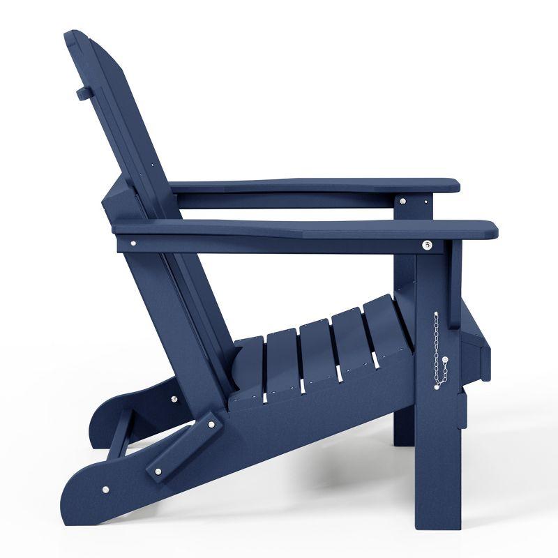 WestinTrends Malibu HDPE Outdoor Folding Poly Adirondack Chair (Set of 2), Navy Blue