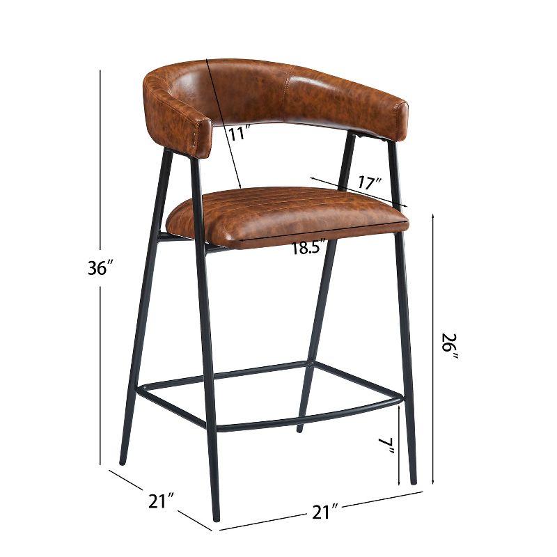 Christopher Knight Home Sara Upholstered 26" Leather  Iron Frame Counter Stool with Footrest