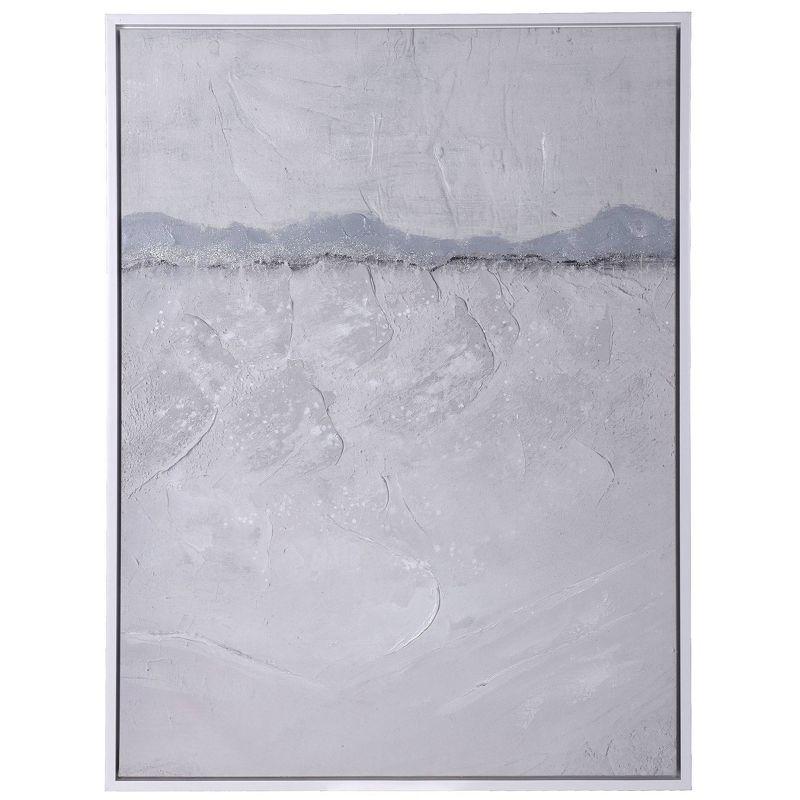 Silky Horizon Hand Painted Abstract Canvas with Gray Frame