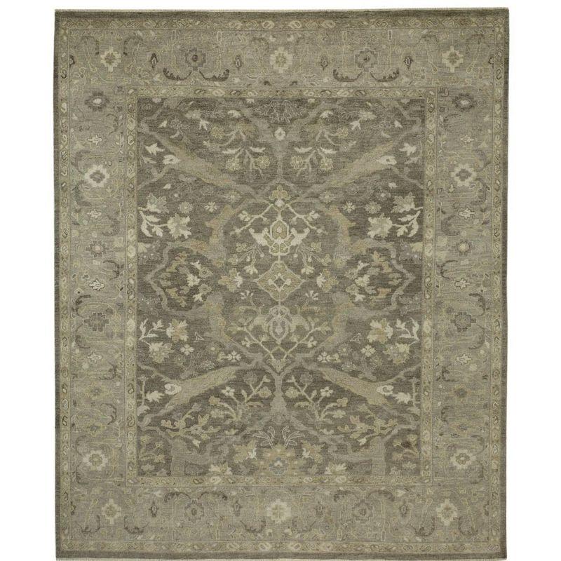 Sultanabad Inspired 9' x 12' Hand-Knotted Gray Wool Area Rug