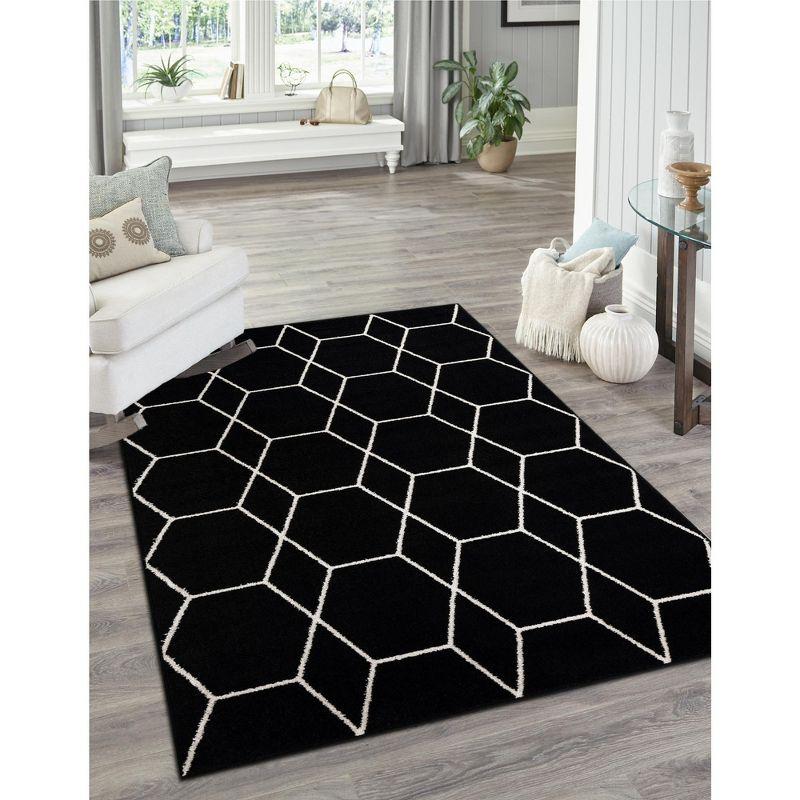 Unique Loom 7' 0 x 10' 0 Trellis Frieze Geometric Black Area Rug