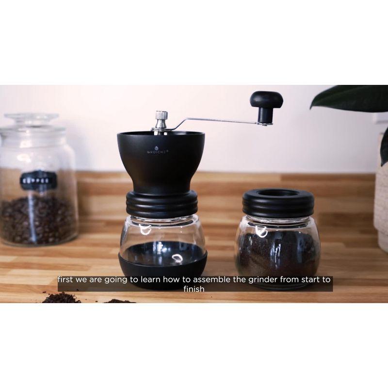 GROSCHE BREMEN Manual Ceramic Conical Burr Coffee Grinder, Spice & Coffee Grinder with Glass Storage Jar