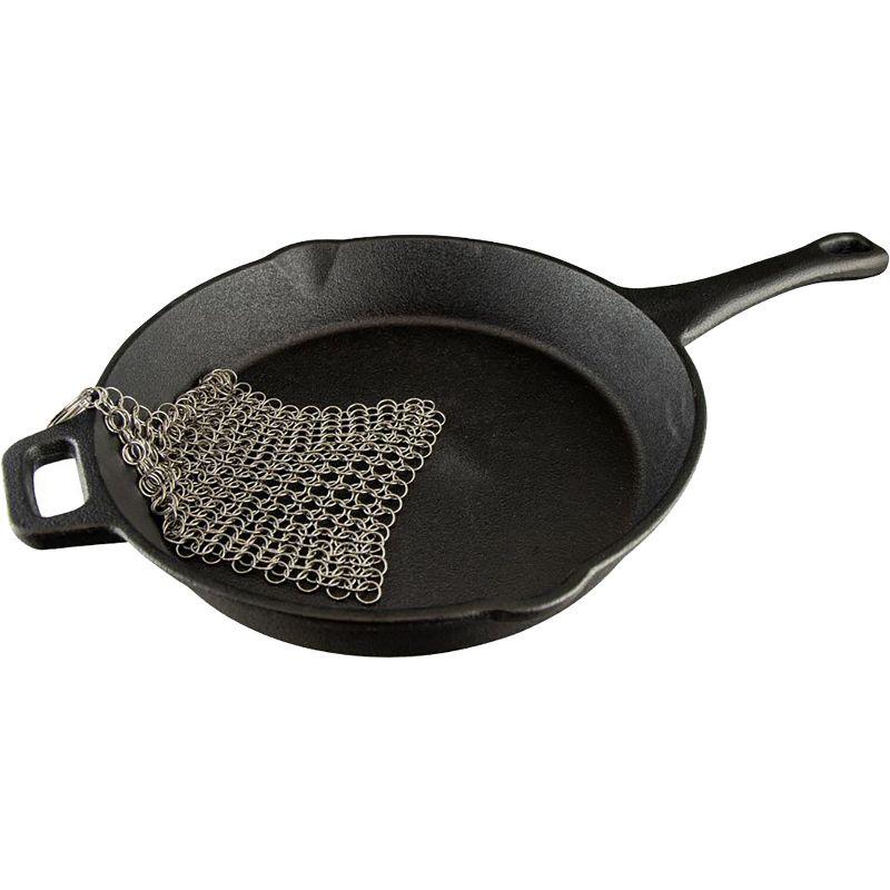 Stainless Steel Chainmail Cast Iron Scrubber, 5x5 Inches