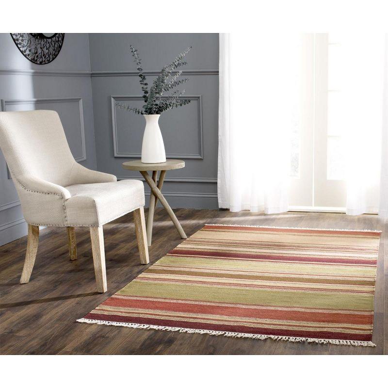 Striped Kilim STK313 Hand Woven Indoor Area Rug - Red - 4'x6' - Safavieh.