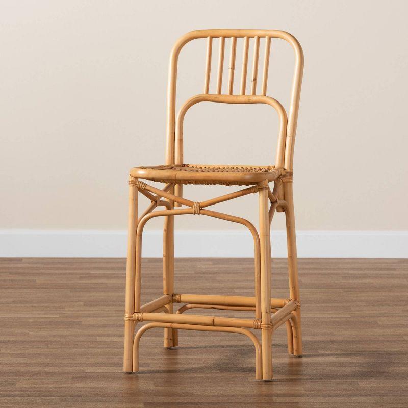 Ivora Rattan Counter Height Barstool Natural/Brown - bali & pari: Bohemian Style, Fixed Seat 24.5", No Assembly Required