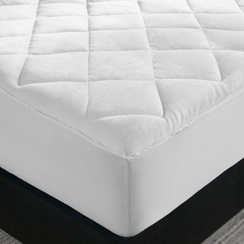 Full 2-in-1 Cool/Warm Reversible Waterproof and Stain Release Mattress Pad White: Microfiber, TESTEX Certified