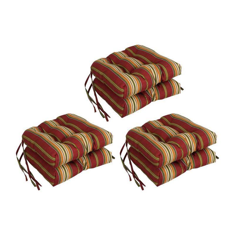 Blazing Needles, 16-inch Spun Polyester Patterned Outdoor U-shaped Tufted Chair Cushions (Set of 6)