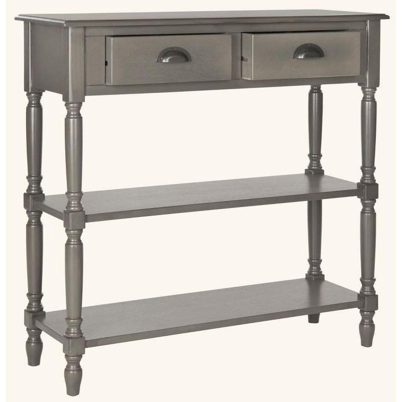 Transitional Gray Pine and Metal Demilune Console with Storage