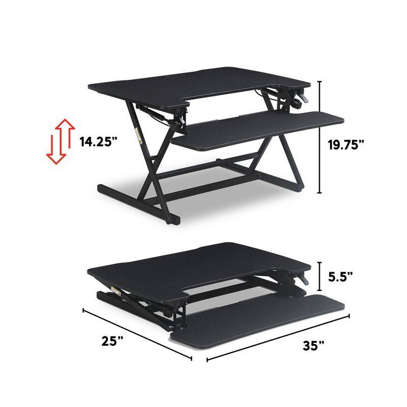 Large Black Adjustable Standing Desk Converter with Keyboard Tray