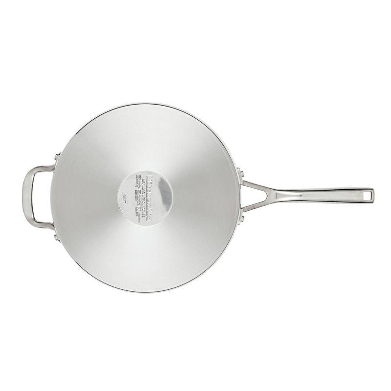 KitchenAid Stainless Steel 3-Ply Base 4.5qt Covered Deep Saute Pan with Helper Handle: Nonstick, Dishwasher-Safe, 12.5"