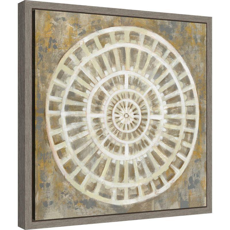 Amanti Art Neutral Textured Medallion by Silvia Vassileva Canvas Wall Art Print Framed 16 x 16-in.