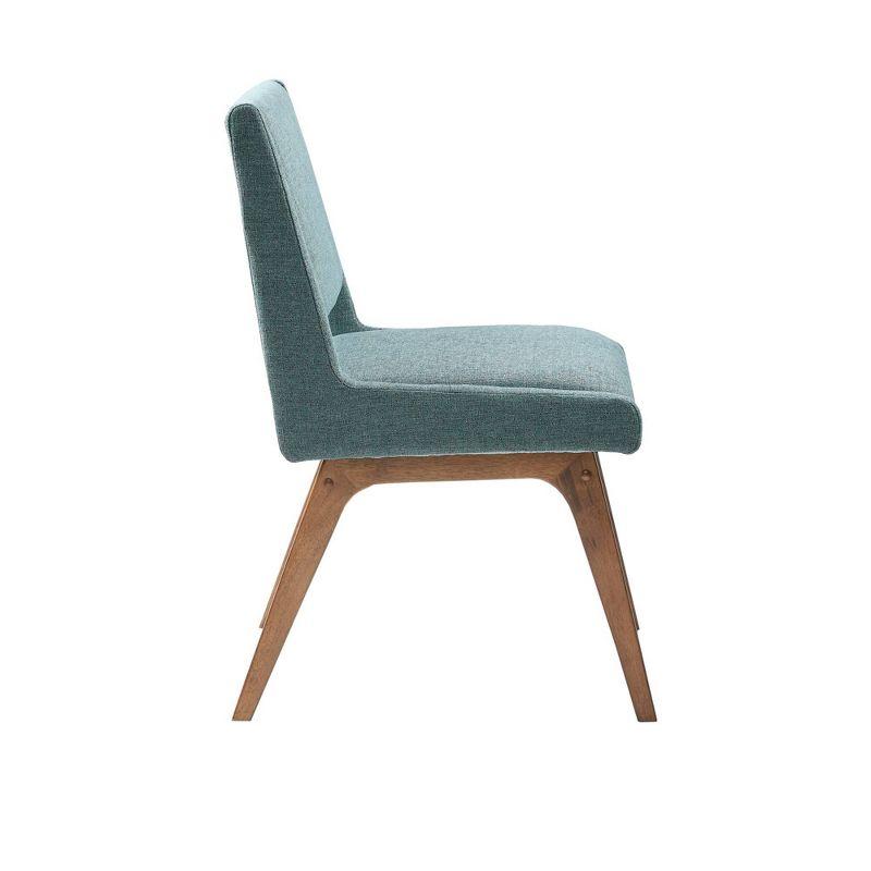 Ink+Ivy Set of 2 Boomerang Dining Chair Blue: Upholstered, Pecan Wood Legs, Mid-Century Modern