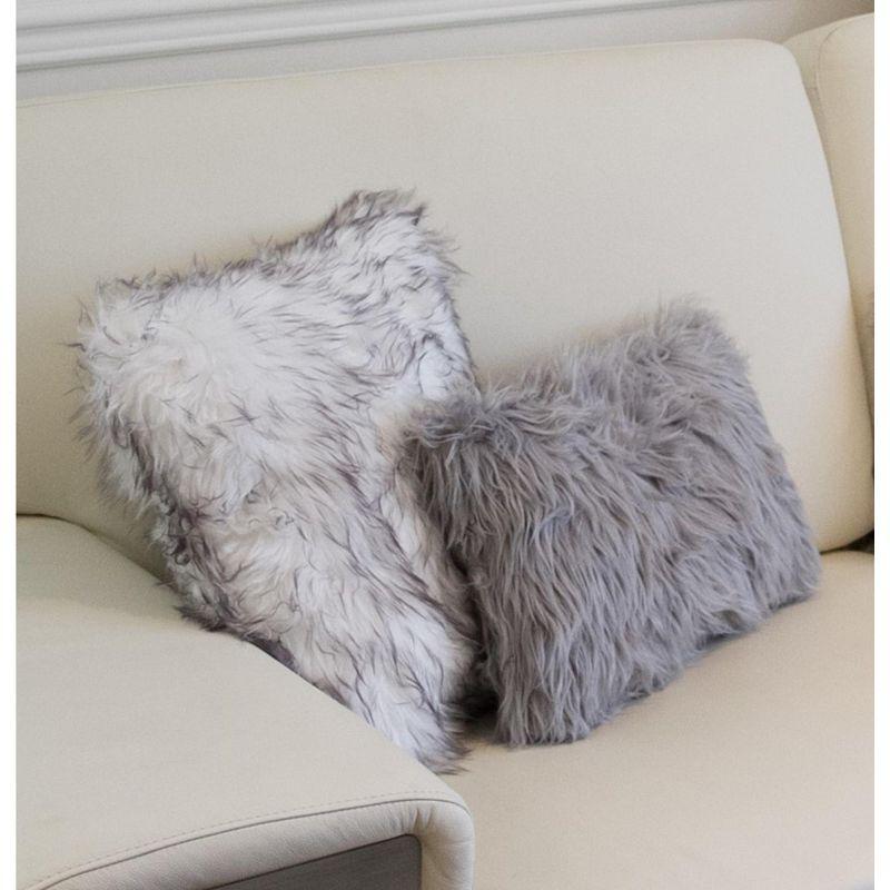Luxe Belton Animal Print Faux Fur Throw Pillow (Set of 2)