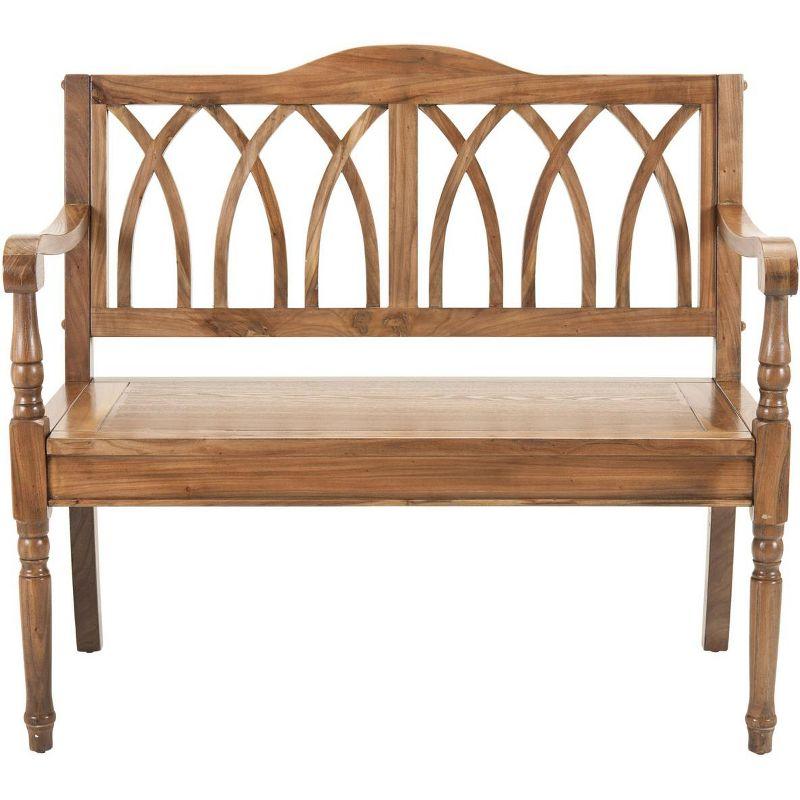 Transitional Gothic-Inspired Oak Bench, 40" Brown