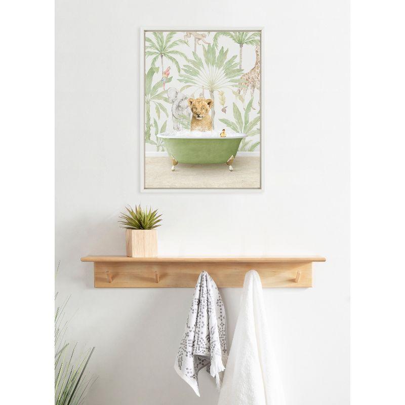 Kate & Laurel All Things Decor 18"x24" Sylvie Lion Cub in Wild Safari Bath Wall Art by Amy Peterson Art Studio White: Nursery Decor