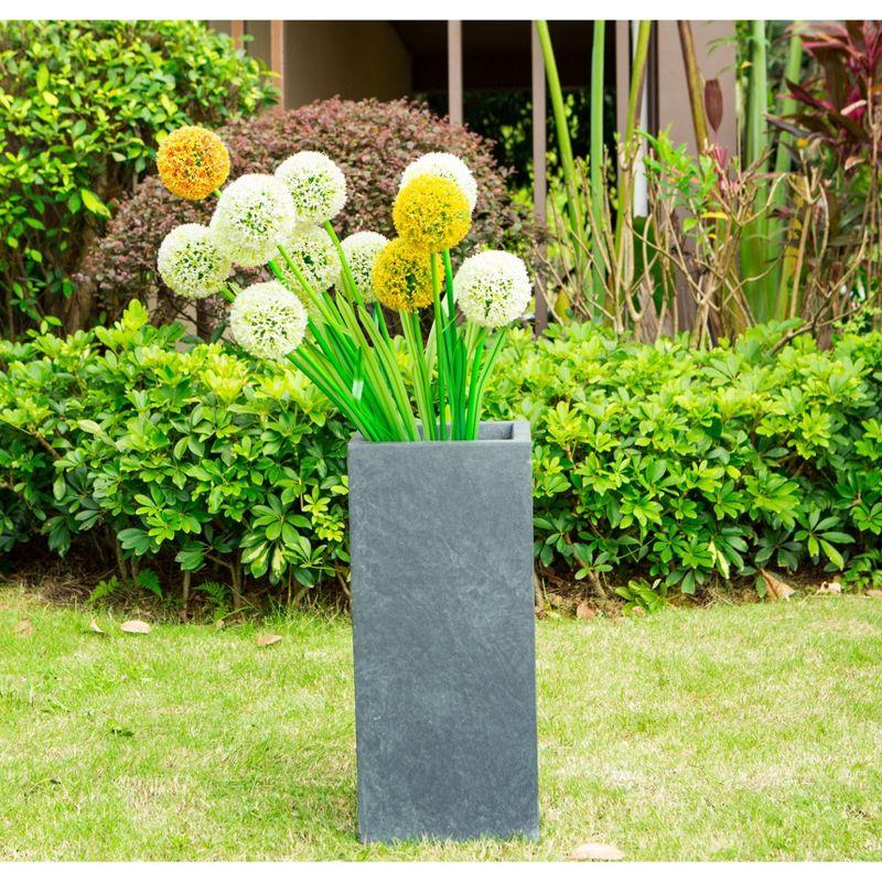 Rosemead Home & Garden, Inc. 24" x 11" Rectangular Kante Lightweight Modern Tall Outdoor Planter Charcoal