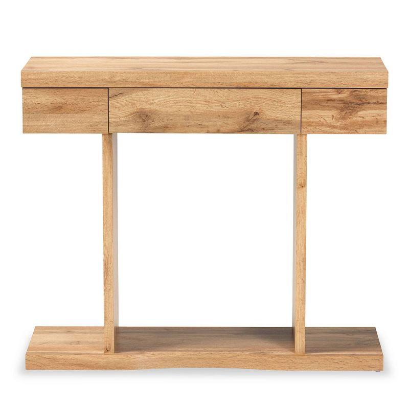 Otis Wood 3 Drawer Console Table Oak Brown - Baxton Studio: Sleek Storage, Modern Design, Space-Saving