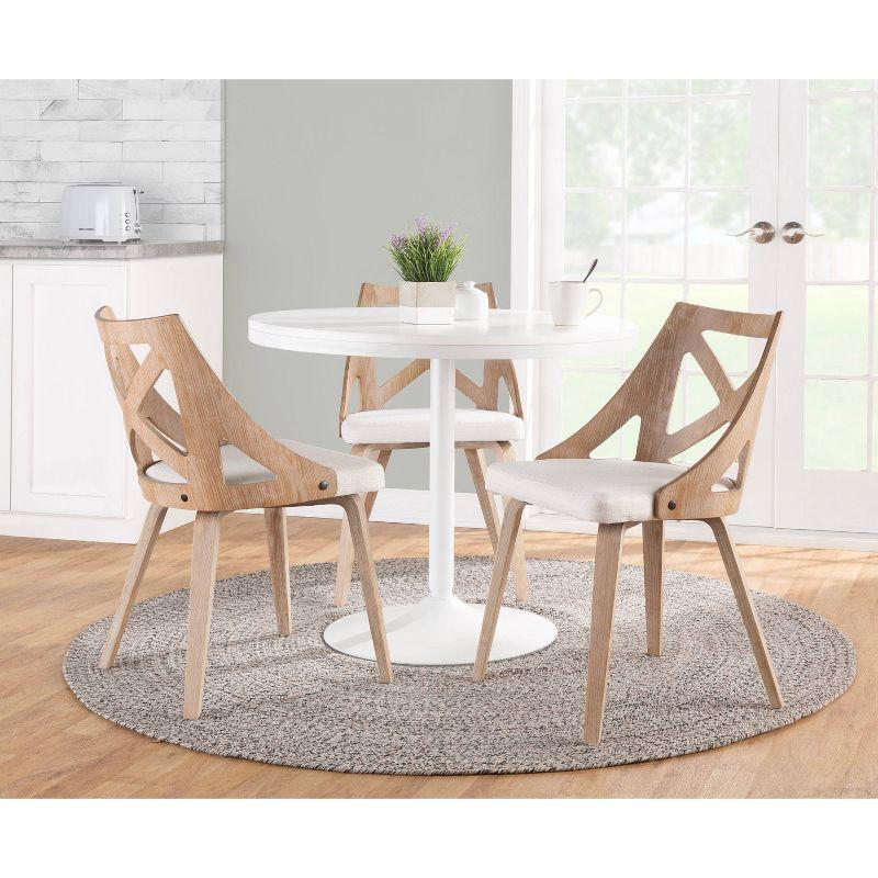 Charlotte White Washed Wood and Cream Upholstered Dining Chairs, Set of 2