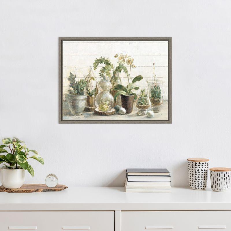 Amanti Art Greenhouse Orchids on Shiplap by Danhui Nai Canvas Wall Art Print Framed 24-in. x 18-in.