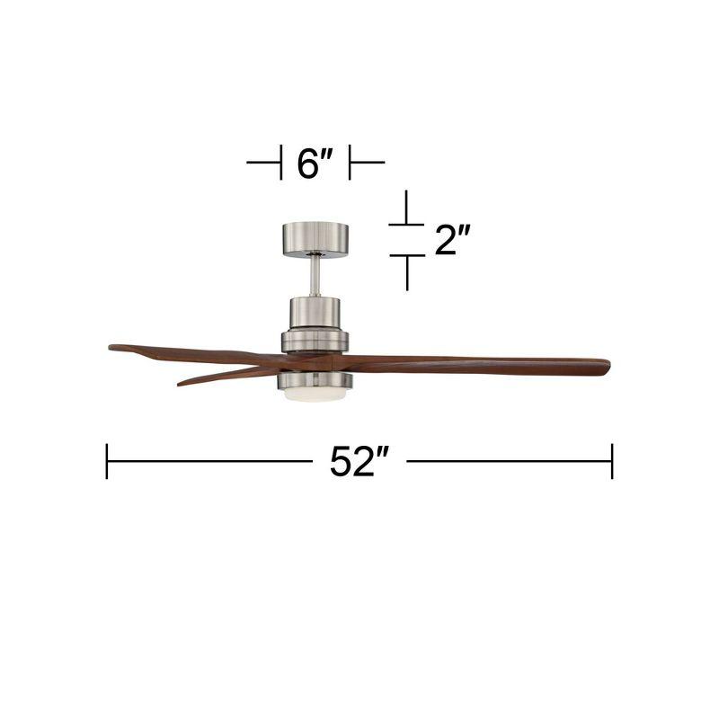 52" Casa Vieja Delta-Wing DC Rustic Farmhouse 3 Blade Indoor Ceiling Fan LED Light Remote Control Brushed Nickel Walnut Wood for Living Room Kitchen