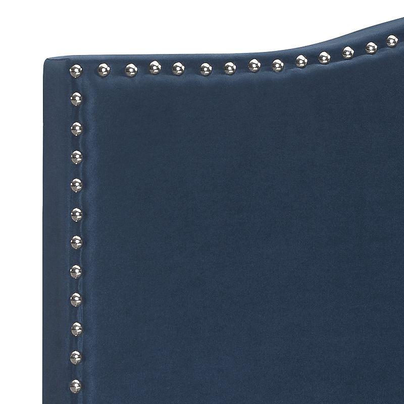 Queen Kiley Velvet Upholstered Bed Blue - Hillsdale Furniture: Plush Fabric, Nailhead Detail, Wood Frame Slats