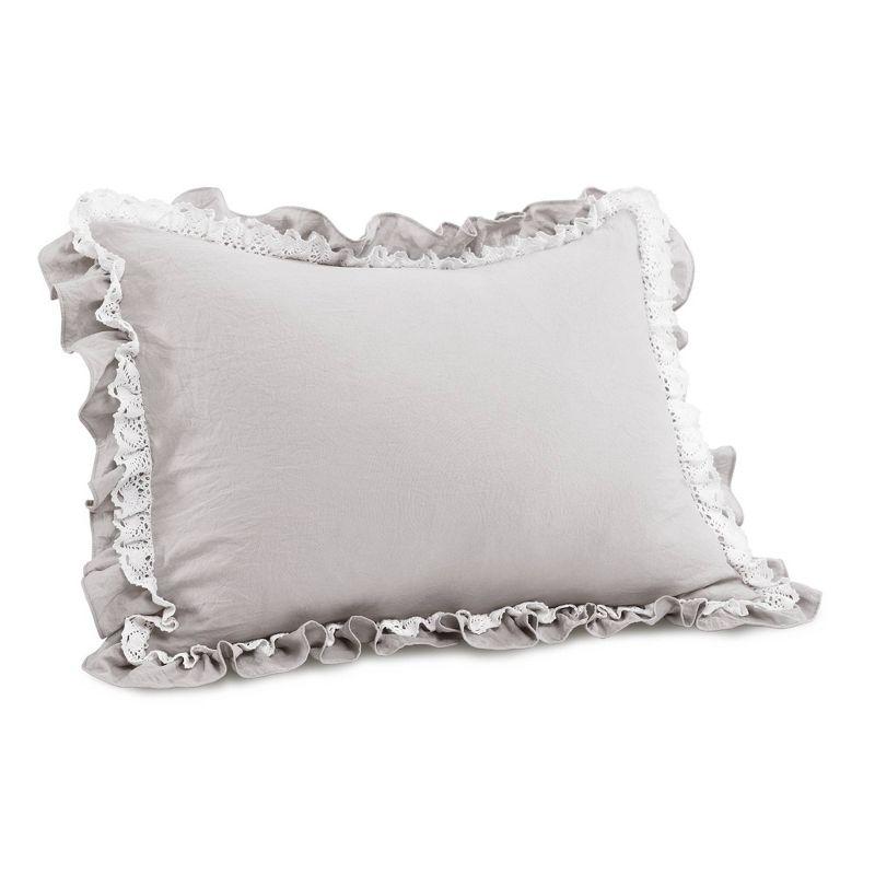 Light Gray Full Microfiber Ruffle Lace Comforter Set