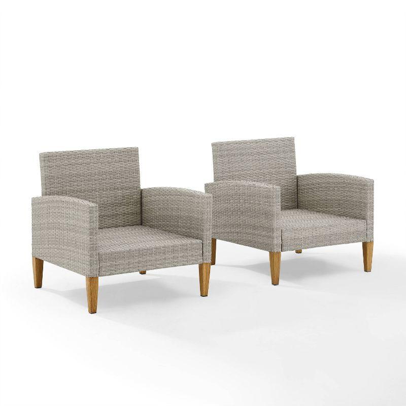 Capella Outdoor Wicker 2 Pc Chair Set Gray/Acorn - Crosley