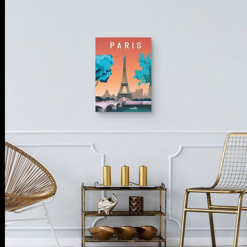 18" x 24" Paris 2 by Omar Escalante Canvas Art Print - Masterpiece Art Gallery: Eiffel Tower & Seine River Wall Decor