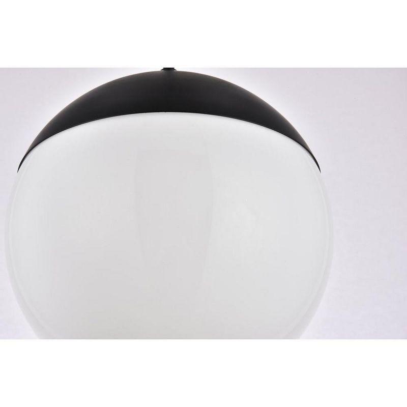 Elegant Lighting Eclipse 1 Light Black plug in pendant With Frosted White Glass