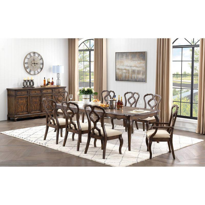 Set of 2 Chateau Upholstered Dining Arm Chairs Brown - Treasure Trove Accents: Polyester, Hardwood Frame, No Assembly Required