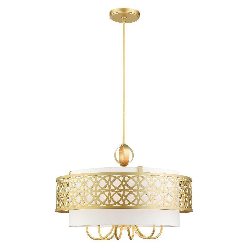 Soft Gold Steel Drum Chandelier with Latticework