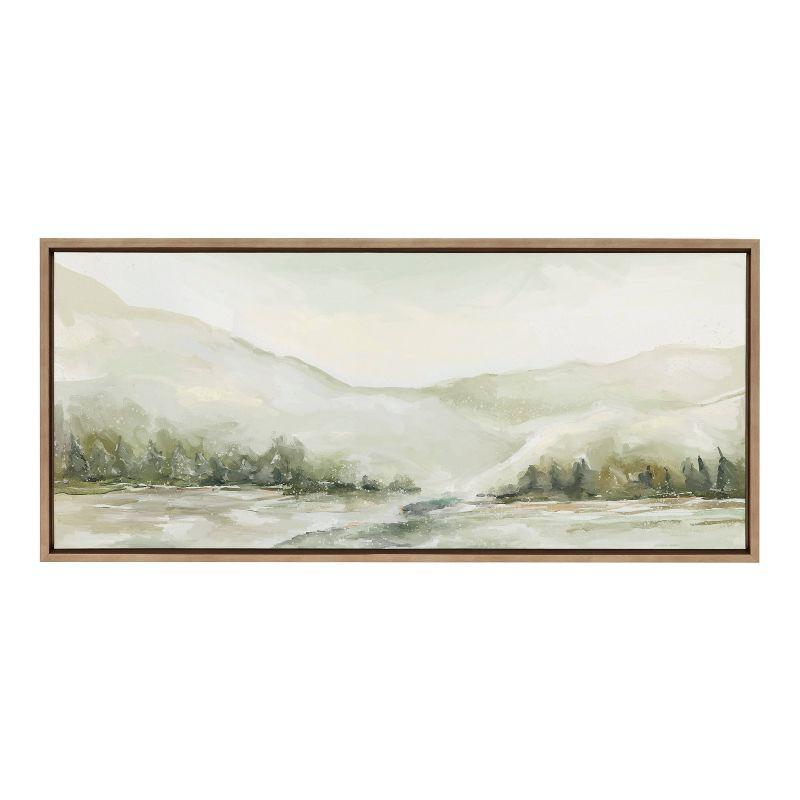 Kate & Laurel All Things Decor 18"x40" Sylvie Winter Landscape 6 Framed Canvas Wall Art by Annie Quigley Nature Holiday Snow