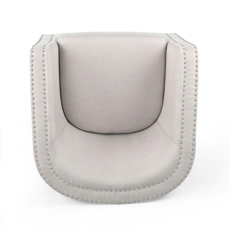 GDFStudio Leily Contemporary Fabric Swivel Club Chair, Wheat