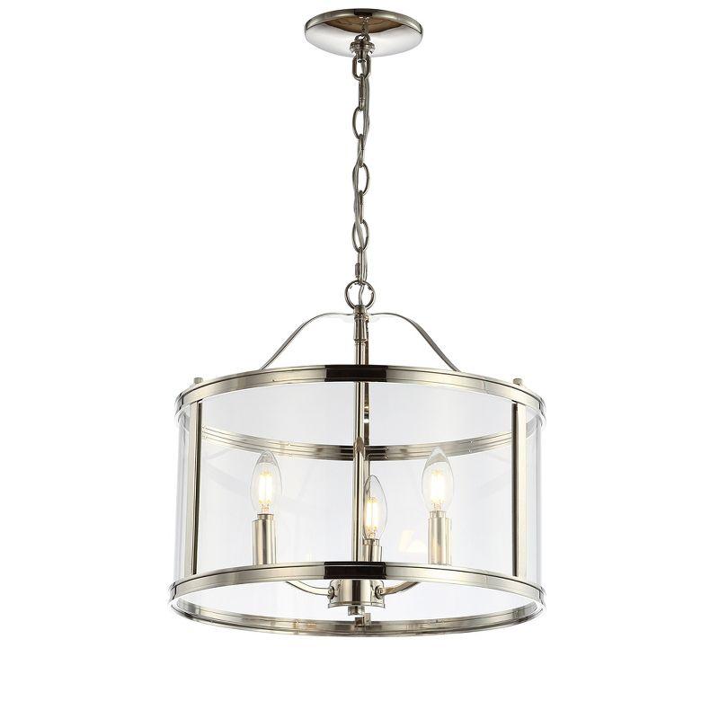 Jude 3 Light 16 Inch Pendant - Shiny Nickel/Clear - Safavieh.