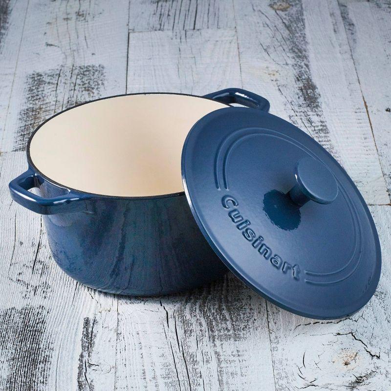 Cuisinart Chef's Classic 3qt Blue Enameled Cast Iron Round Casserole with Cover - CI630-20BG: Baking Dish, Dishwasher-Safe